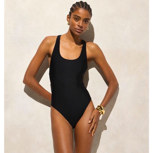 J.Crew Gail Classic Sculpt Swimsuit SZ 4 Black One-Piece Racerback Removable Pad - Picture 1 of 9